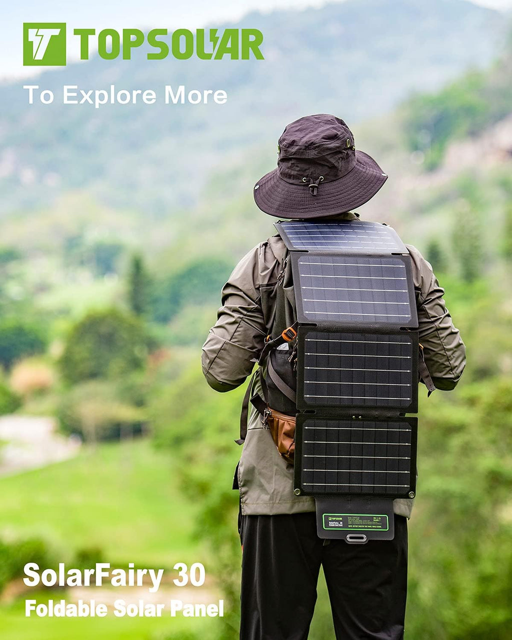 30W Foldable Solar Panel Battery Charger Kit X3464