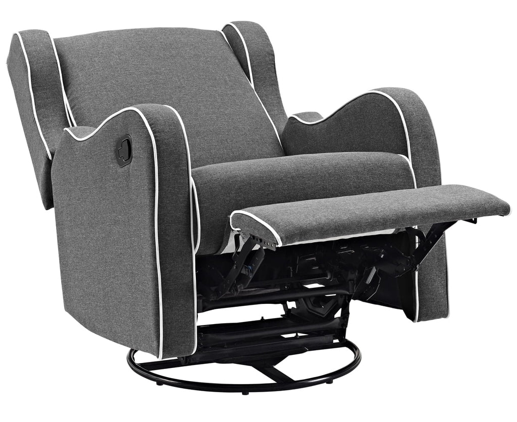 Dark Gray Fabric Upholstered Swivel Gliding Recliner N84561