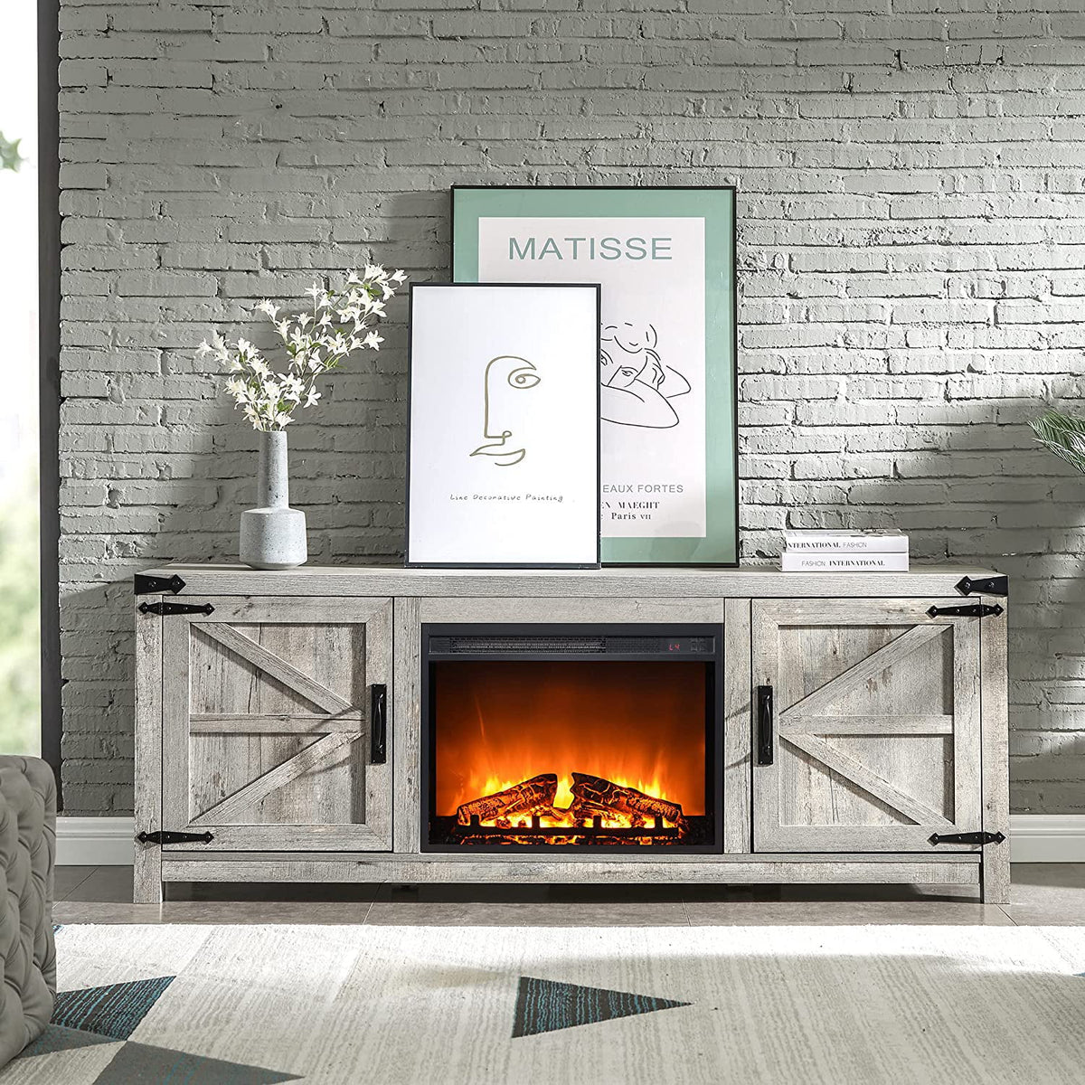 66" TV Stand with Electric Fireplace K89790