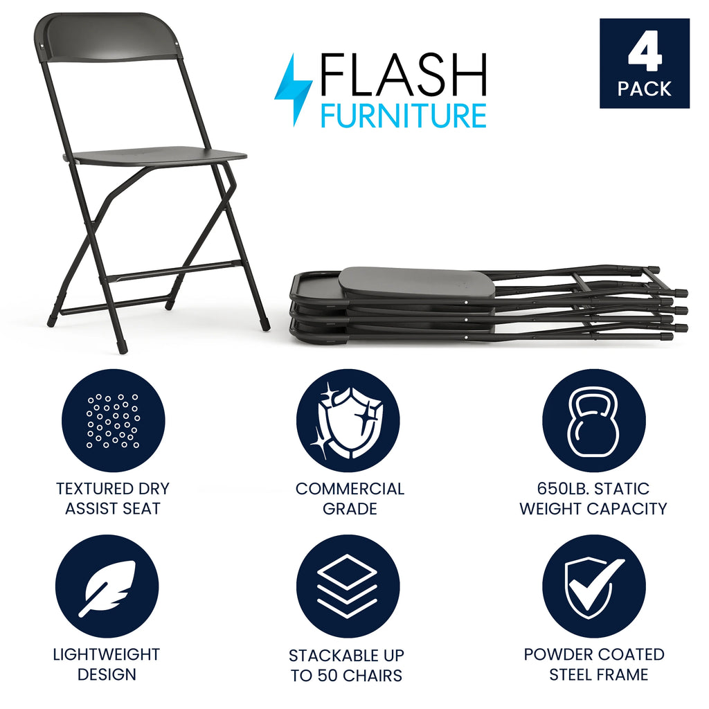 Beige Plastic Folding Chair 4 Pack L8687