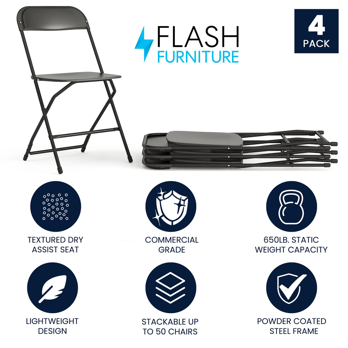 Beige Plastic Folding Chair 4 Pack L8687