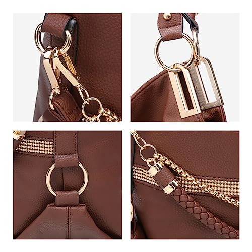 Vegan Leather Rhinestones Hobo Shoulder Bag K418