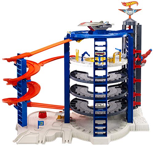 Hot Wheels Toy Car Track Set & 4 1:64 Scale Cars G256