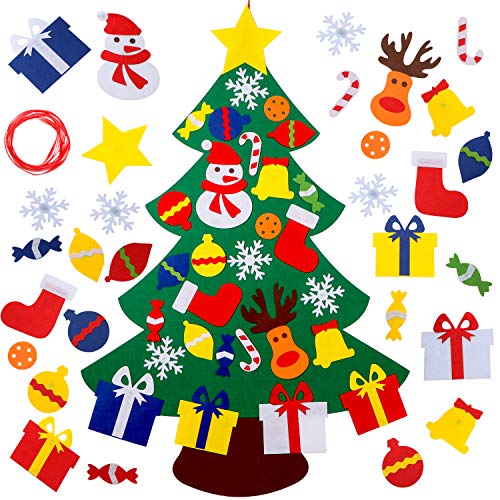 3.2FT Felt Christmas Tree with 30 Detachable Ornaments H298735