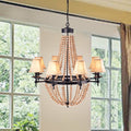 8-Light Candle Style Chandelier with Wood Accents U891416