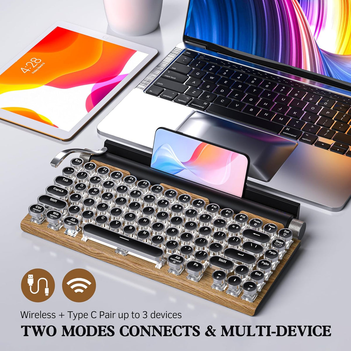 83-Key Wireless Mechanical Keyboard with Blue Switches and LED Backlight L94666