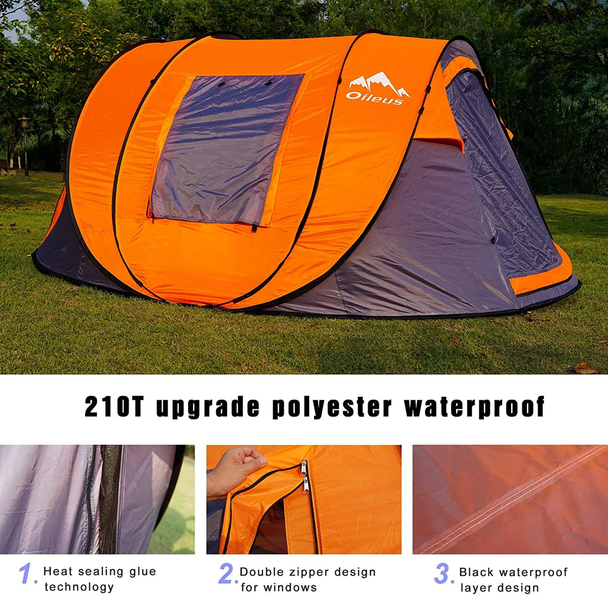 X-large Pop Up Dome Tent with Sky-window Portable Carrying Bag V3999
