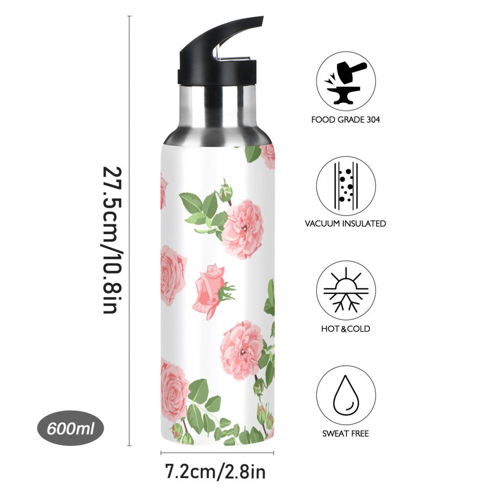 20 oz Insulated Stainless Steel Water Bottle with Straw Lid S89677