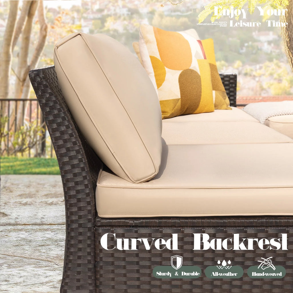 5 Pieces Wicker Rattan Outdoor Sofa Set with Ottoman Z409529