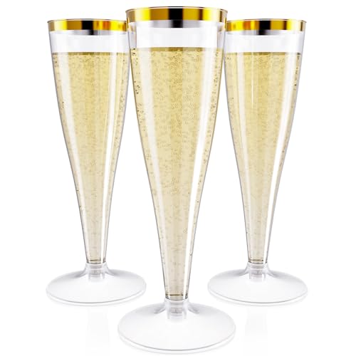 100 Pack 4.5 oz Clear Plastic Champagne Flutes Q260