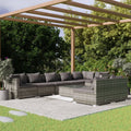 9 Piece Poly Rattan Outdoor Sectional Sofa Set with Anthracite Cushions Steel Frame F95321