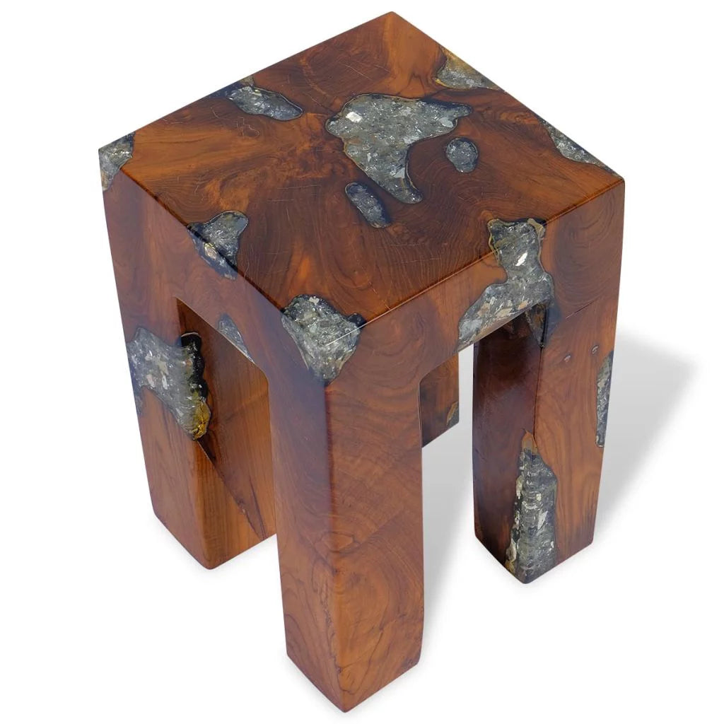Teak Wood and Resin Stool Z1689