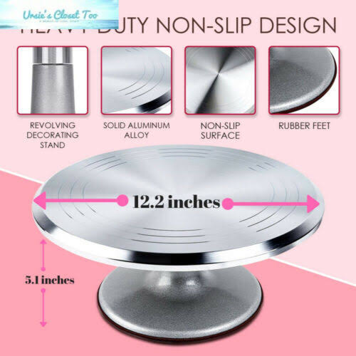 78 Piece Cake Decorating Supplies Kit with Aluminium Rotating Turntable Stand D364