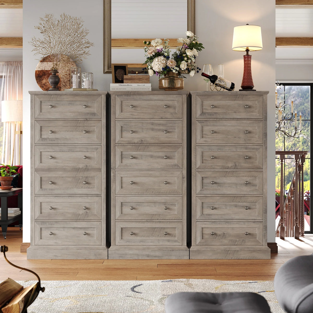 Gray 6 Drawer Wood Dresser A8841