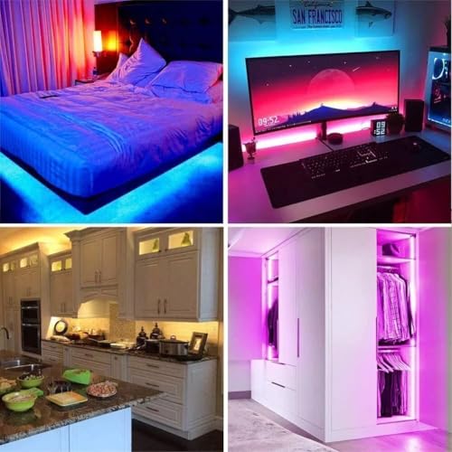 Smart RGB LED Strip Lights with App Control Remote Control, 32.8ft F6748