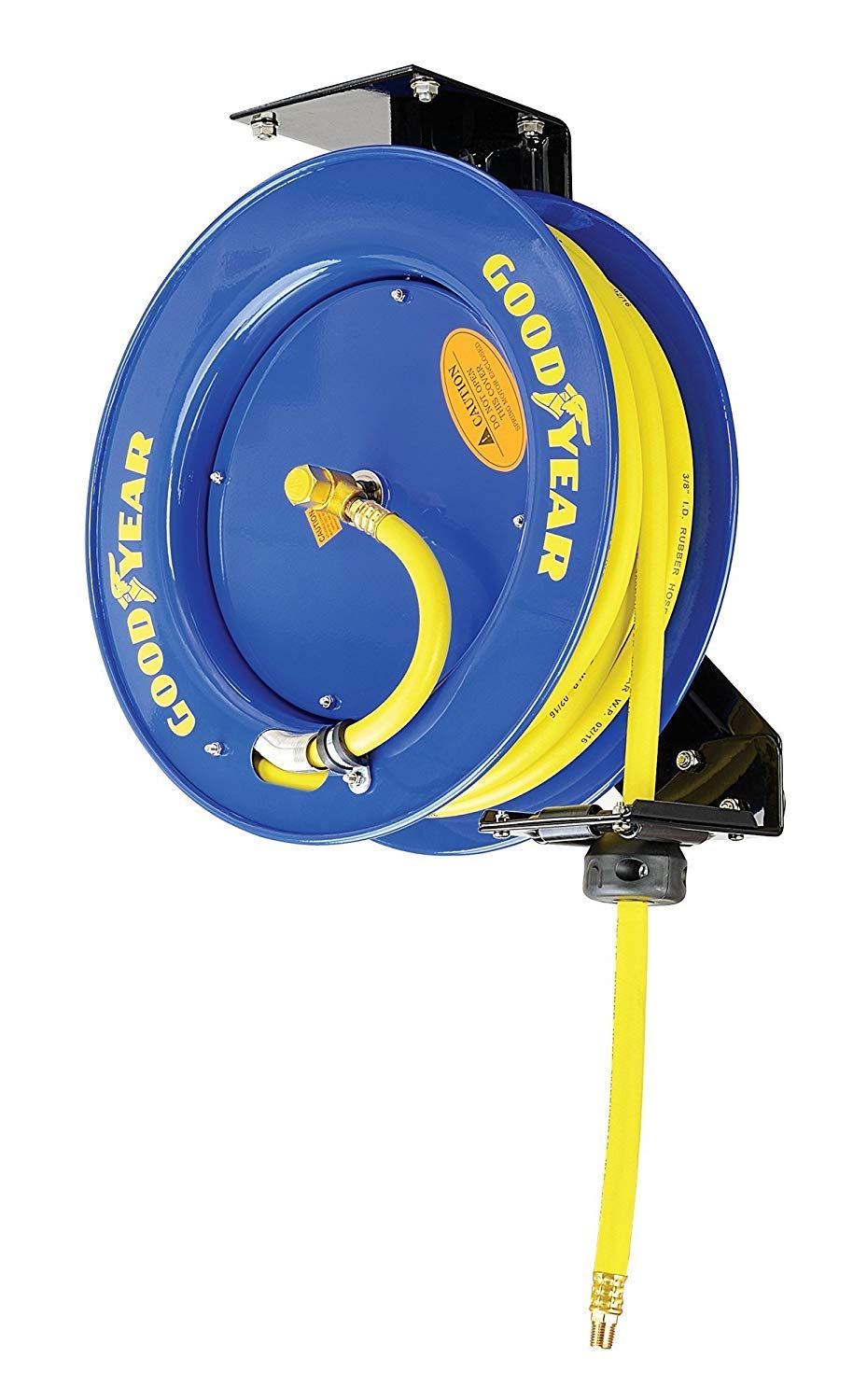 Retractable 3/8" x 50' SBR Rubber Air Hose Reel, 300PSI, Steel Single Arm O3634