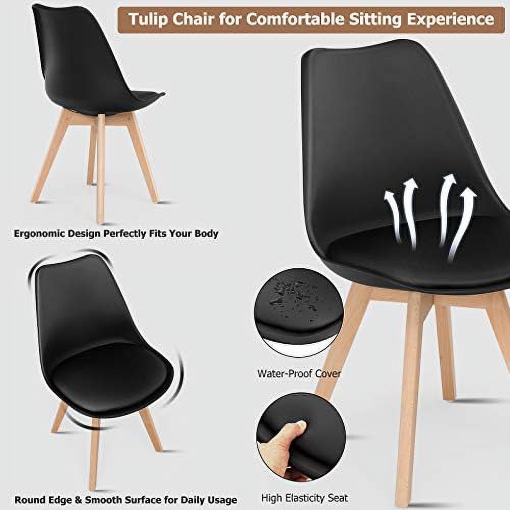 Set of 4 Upholstered Dining Chairs with Solid Wood Legs G1473