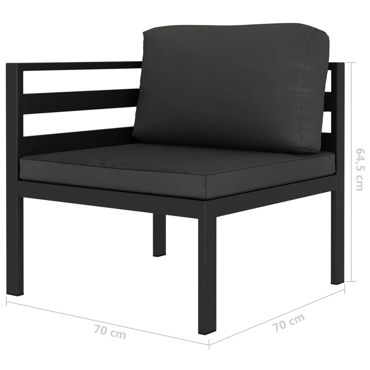 Anthracite Aluminum Sectional Corner Sofa with Cushions L7849