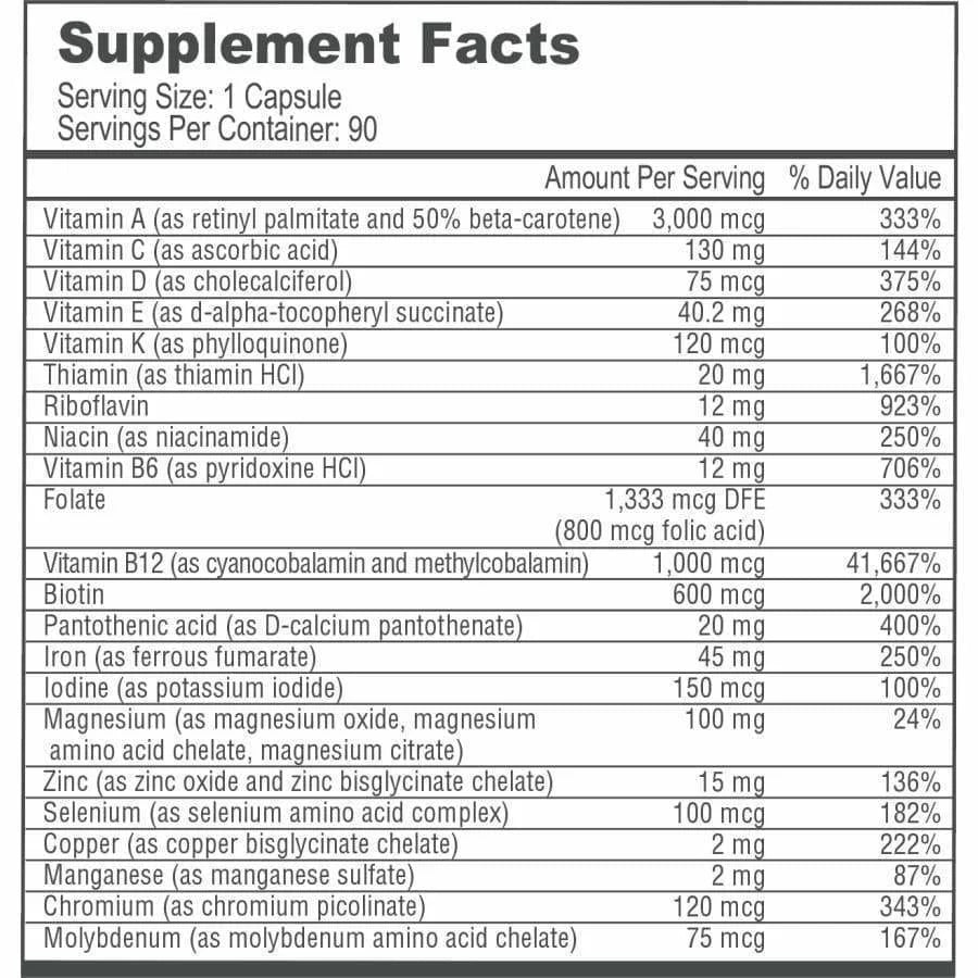 Capsules 1-Month Supply Multivitamin with Iron Calcium Citrate Soft Chews U138