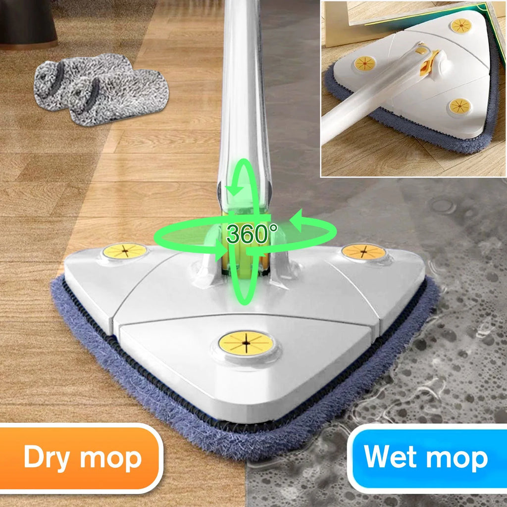 360° Adjustable Rotatable Triangle Cleaning Mop with Push-Pull Squeezing, Dry & Wet Mop M186508