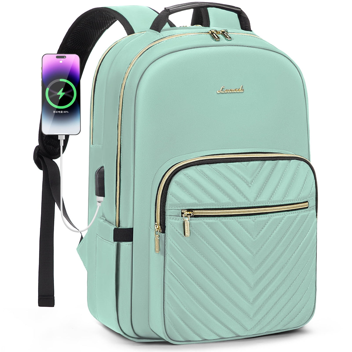 15.6" Quilted Laptop Backpack with USB D62765