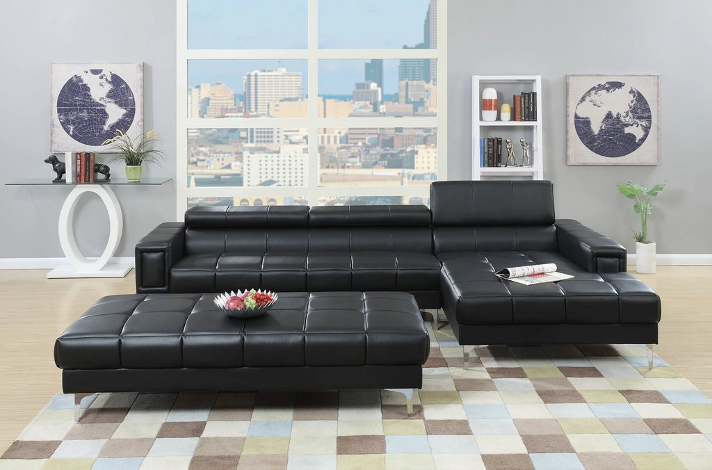 Black Bonded Leather Extra Large Ottoman A36837