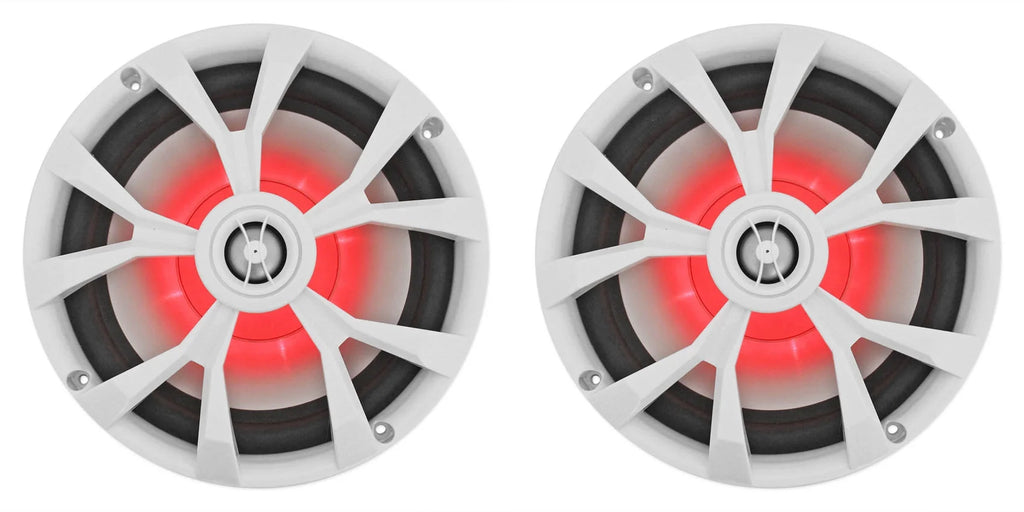 Marine Receiver with Bluetooth and 4 8" White LED Speakers N322862