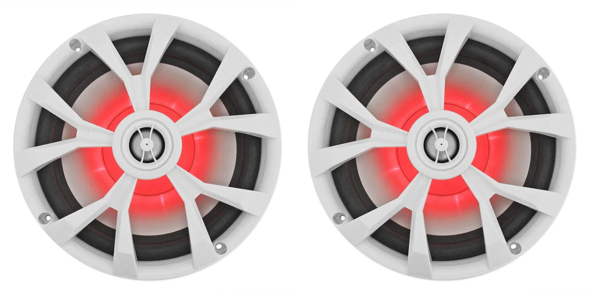 Marine Receiver with Bluetooth and 4 8" White LED Speakers N322862