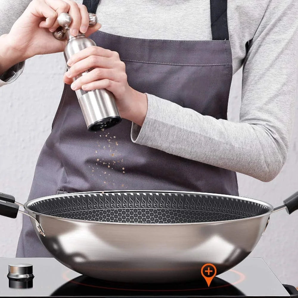 Stainless Steel Non Stick Honeycomb Frying Pan with Glass Lid X26649
