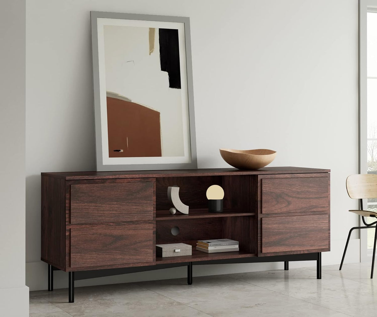Rustic Walnut Wood TV Stand W337