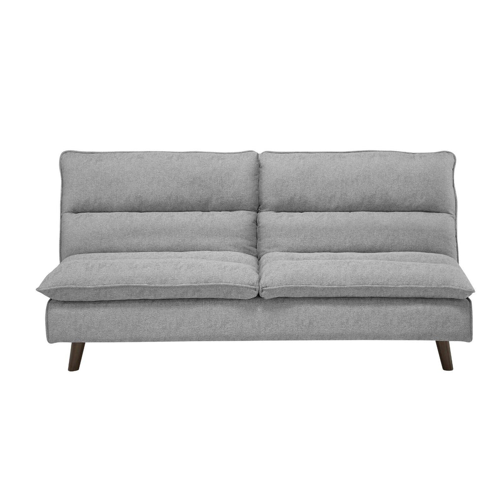 Grey Textured Fabric Convertible Sofa with Wooden Legs C69673