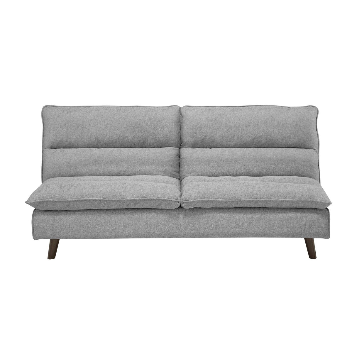 Grey Textured Fabric Convertible Sofa with Wooden Legs C69673