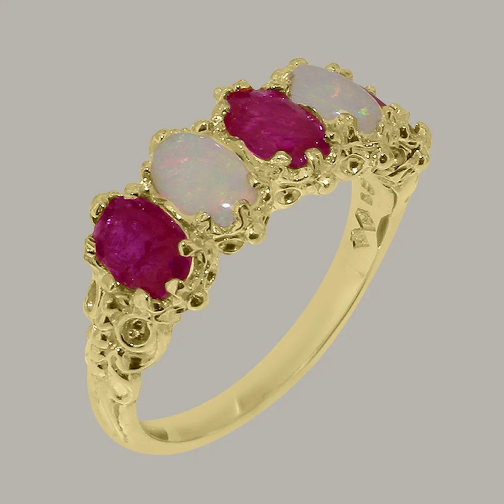 18k Yellow Gold Natural Ruby & Opal Eternity Ring D497637