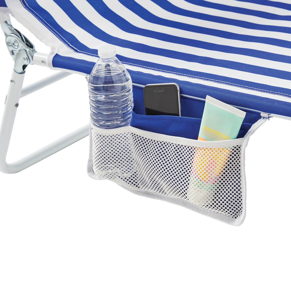 Blue & White Stripe Folding Beach Lounger J85812