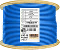 Cat6A Shielded Plenum 1000ft FTP 23AWG Solid Pure Copper Ethernet Cable Reel Blue A857