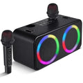 Black Portable Bluetooth Karaoke Machine with 6 Sound Effects and 4 Party Lights J7952