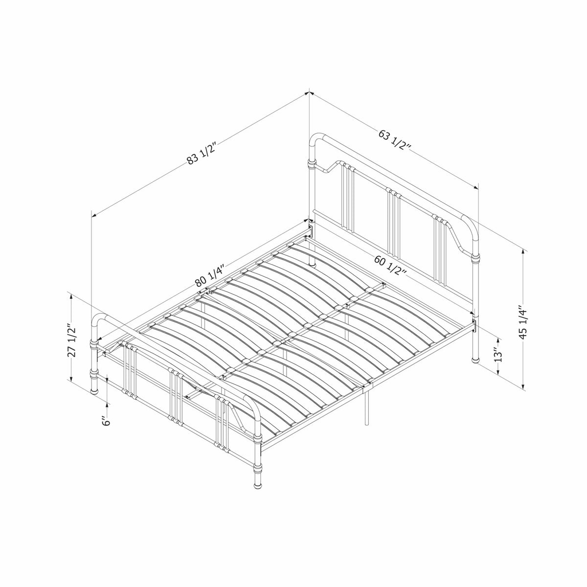 Queen Metal Platform Bed Black C22180