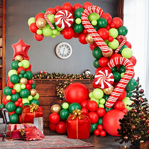 Christmas Balloon Garland Arch Kit with Red Gold Dark Green Balloons K82176