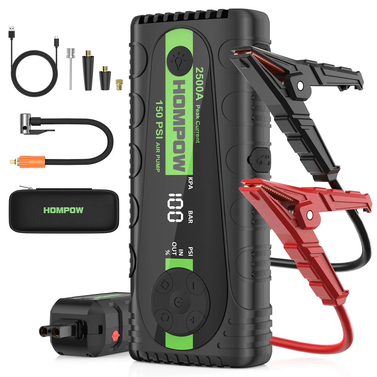 2500A Portable Jump Starter with Air Compressor T523