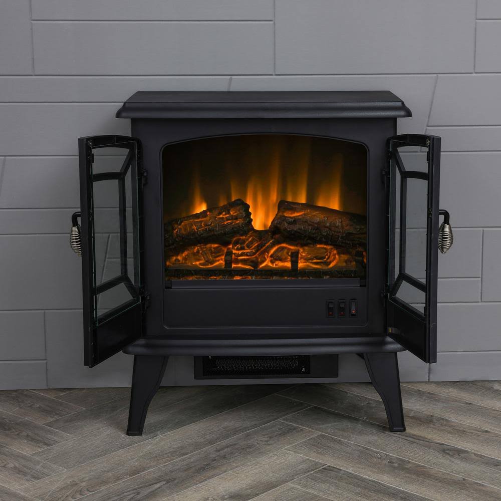 Freestanding Electric Fireplace in Black M51033