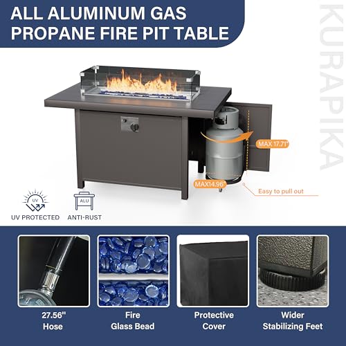 8 Pieces Metal Patio Furniture Set with Fire Pit Table G875974