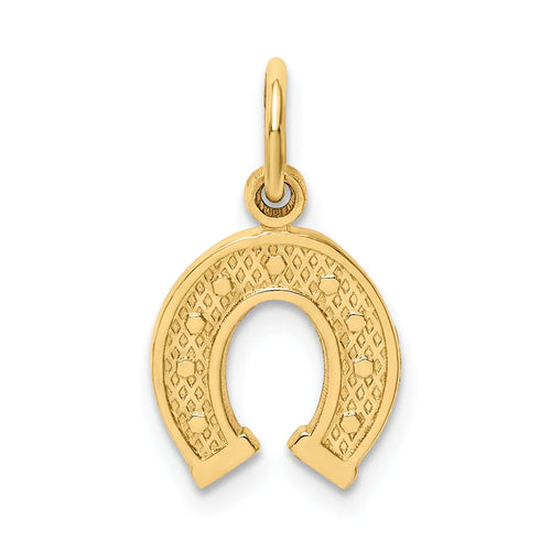 14K Yellow Gold Horseshoe Pendant Charm with 10K Yellow Gold Rope Chain Necklace 20'' F341921