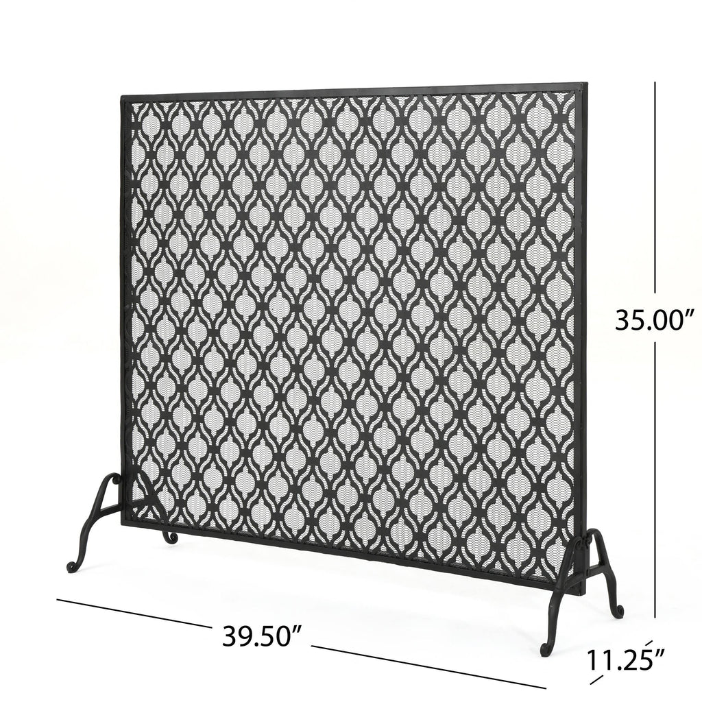 Black Iron Fireplace Screen Z130