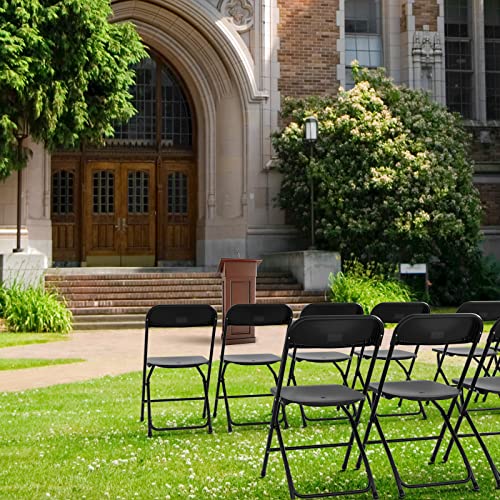 Black 4 Pack Stackable Plastic Folding Chairs with Metal Frame V140