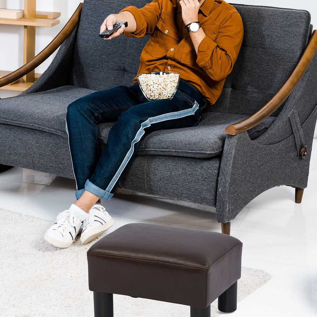 Small Faux PU Leather Rectangular Ottoman L474977