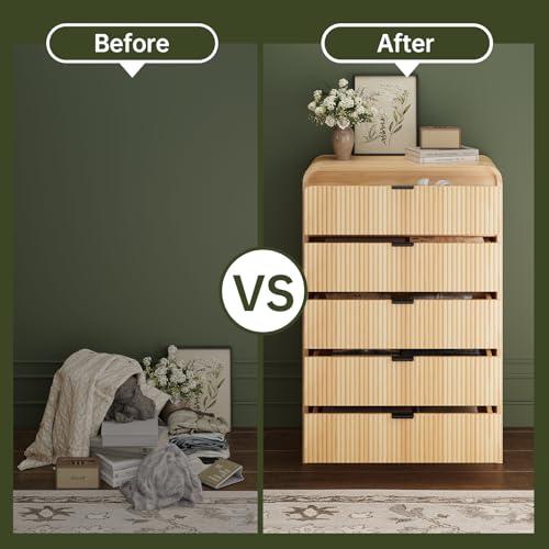 Natural Oak 5 Drawer Wood Dresser D100391