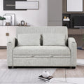 White Gray Chenille Convertible Loveseat Sofa with 2 Pillows S59815