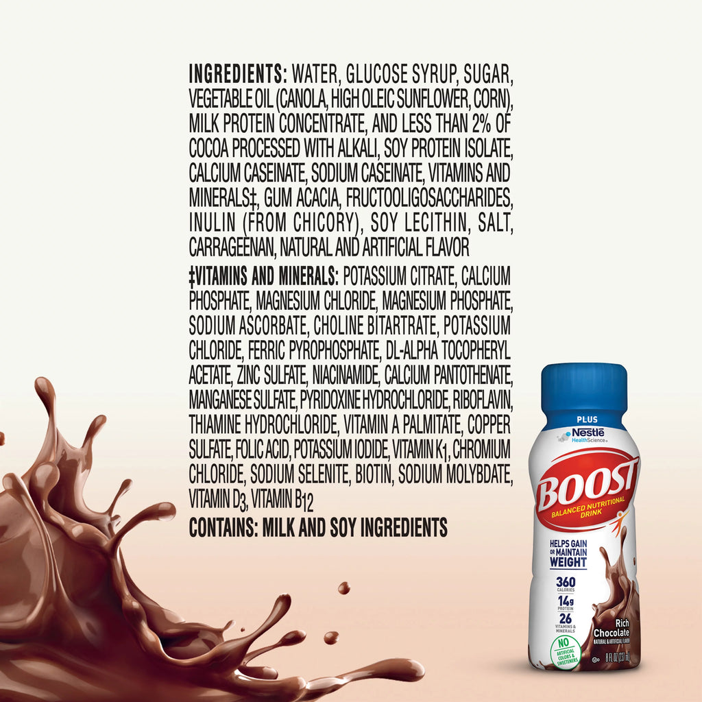 Rich Chocolate Nutritional Drink, 14g Protein, 12-8 fl oz Bottles M313677