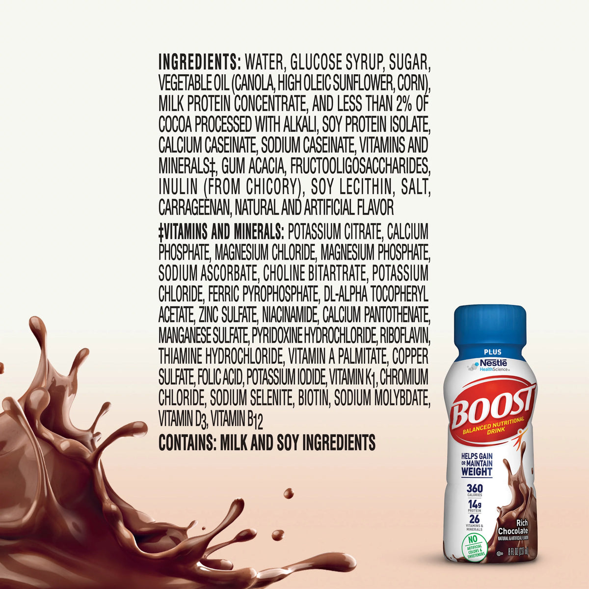 Rich Chocolate Nutritional Drink, 14g Protein, 12-8 fl oz Bottles M313677
