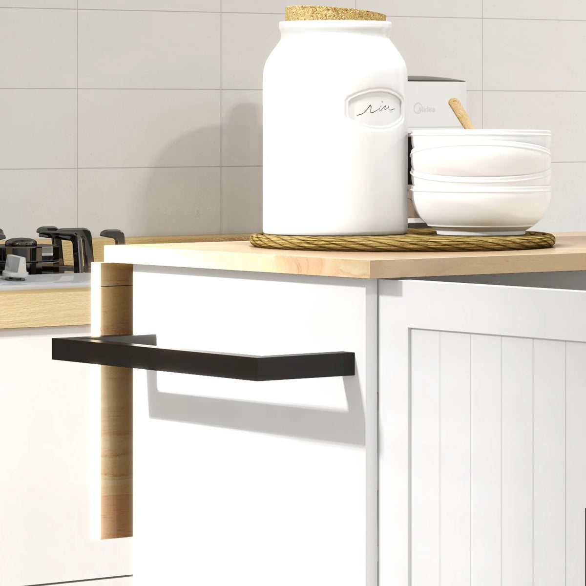 White Kitchen Island on Wheels G683
